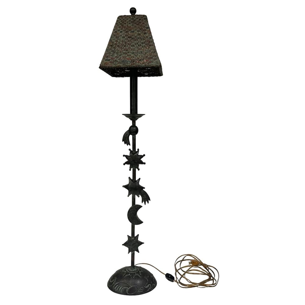 Maitland-Smith Celestial Table Lamp Bronze Patina Sun Moon Stars Heavy 36”